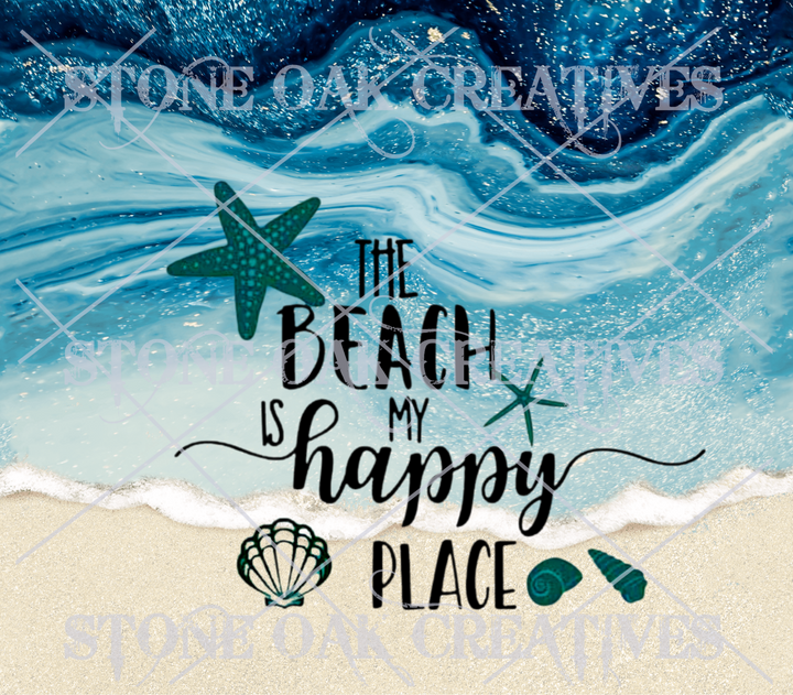 20 oz Skinny Tumbler - Beach Summer Theme - The Beach is my Happy Place