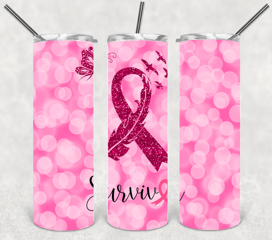 Breast Cancer Tumbler - Breast Cancer Awareness - Pink Ribbon