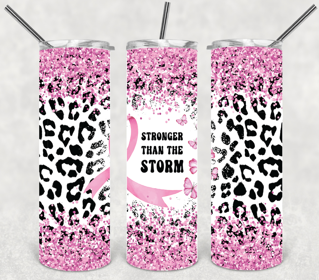 Breast Cancer Tumbler, Breast Cancer Awareness, Stronger than the Storm