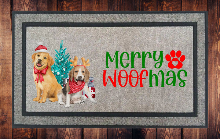 Merry WOOF-mas Dog Welcome Mat, Door Mat
