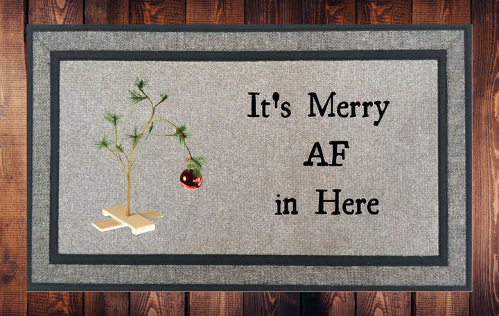 It's Merry AF in Here, Christmas Welcome Mat - Door Mat
