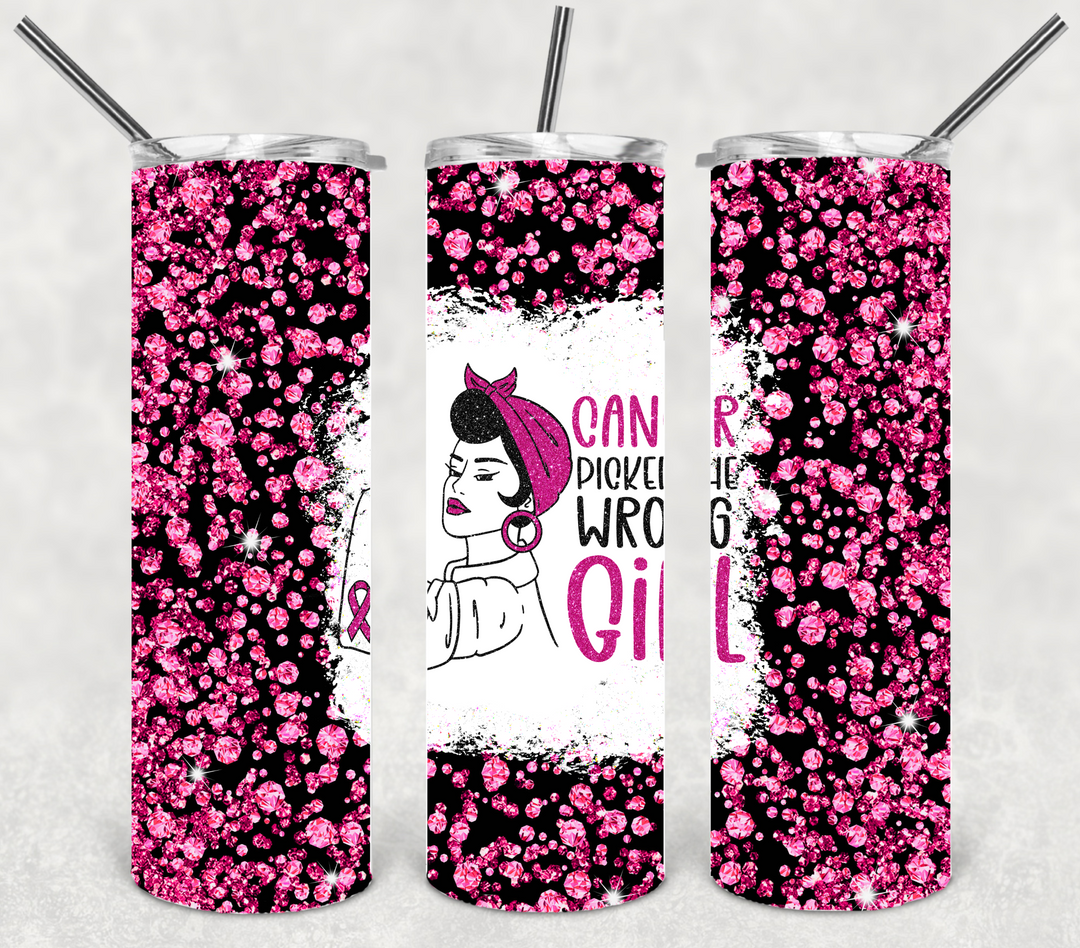 Breast Cancer Tumbler, Breast Cancer Awareness, Cancer Picked the Wrong Girl