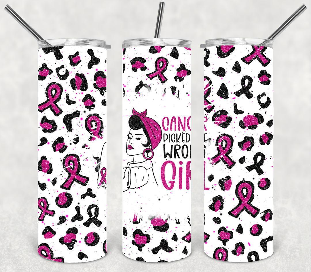 Breast Cancer Tumbler, Breast Cancer Awareness, Cancer Picked the Wrong Girl