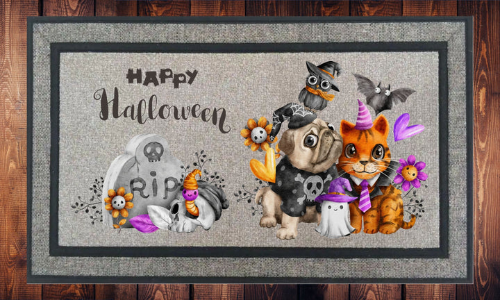 Halloween Kitty, Halloween, Welcome Mat, Door Mat