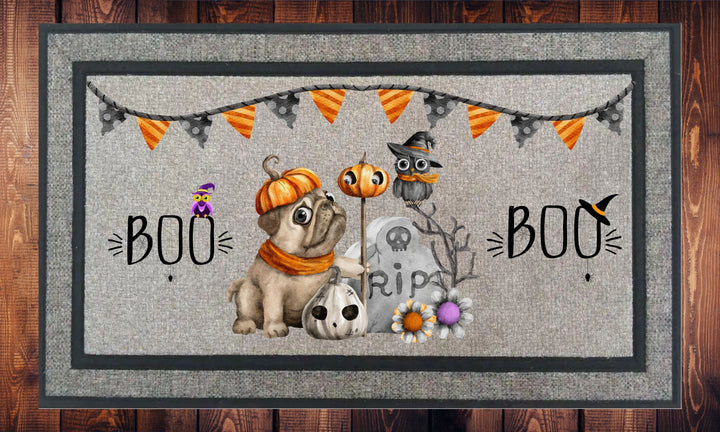 Halloween Pug, Halloween, Welcome Mat, Door Mat