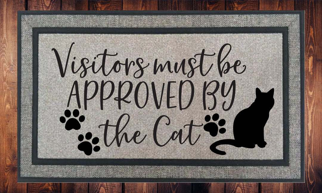 Visitors Must Be Approved By The Cat, Welcome Mat - Door Mat