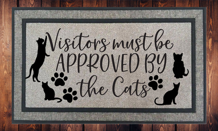 Visitors Must Be Approved By The Cats, Welcome Mat - Door Mat