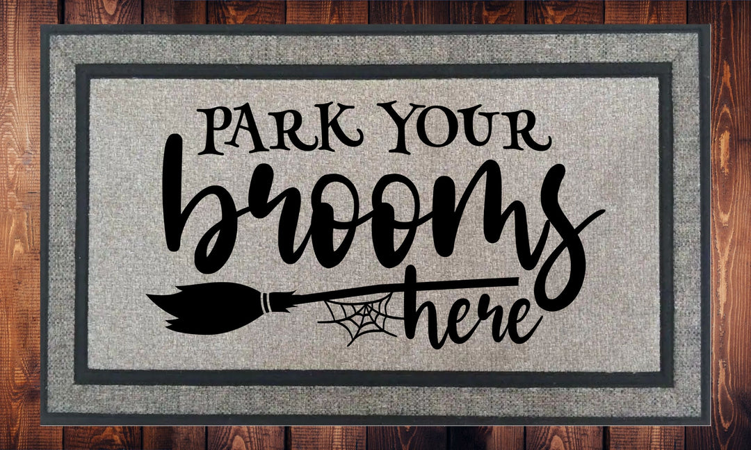 Park Your Brooms Here, Halloween, Welcome Mat, Door Mat