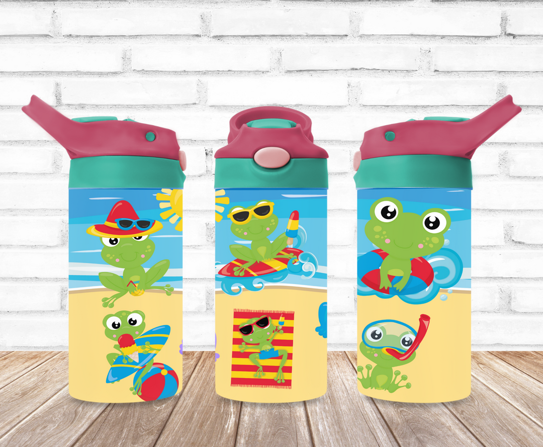 Kids Frog Tumbler - Kids Water Bottle | Kids Water Tumbler | Kids FlipTop Cup | Kids Sippy Cup | Back To School Cup