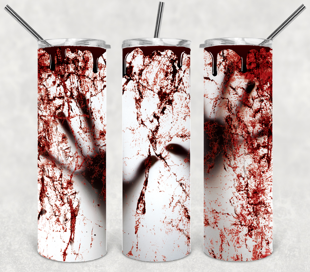 Halloween Themed Tumbler - Blood Crime Scene Blood Handprints