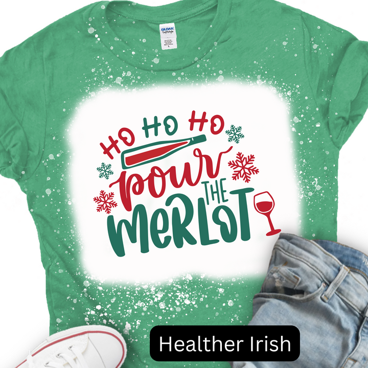 Ho Ho Ho Pour Merlot, Christmas T-shirt, Merry Christmas T-shirt
