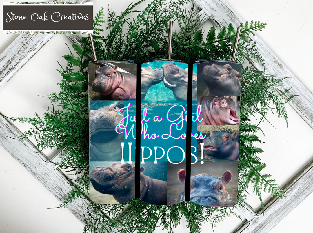 20 oz Tumbler - Just a Girl Who Loves Hippos