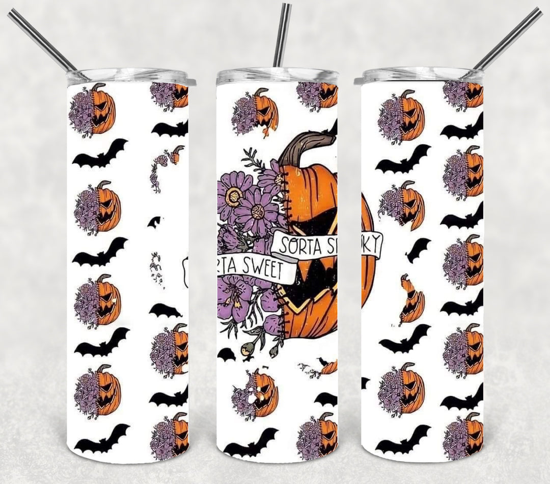 20 oz Tumbler, Halloween Themed Tumbler - Sorta Sweet Sorta Spooky