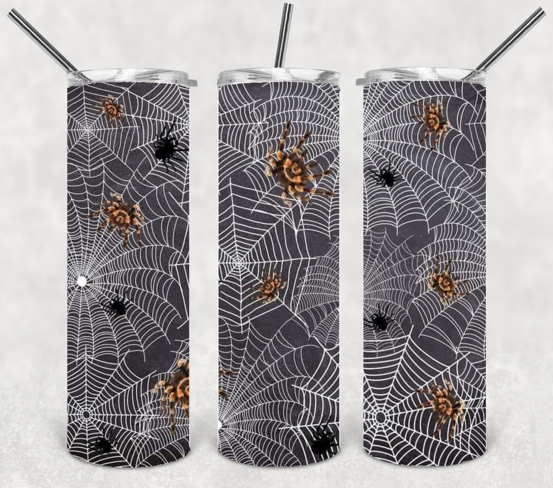 20 oz Tumbler, Halloween Themed Tumbler - Spiders Spiderweb