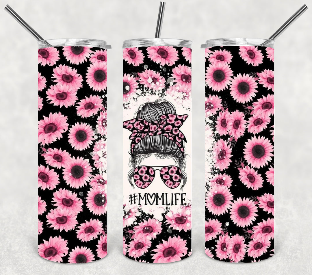20 oz Tumbler - MomLife Pink Flowers