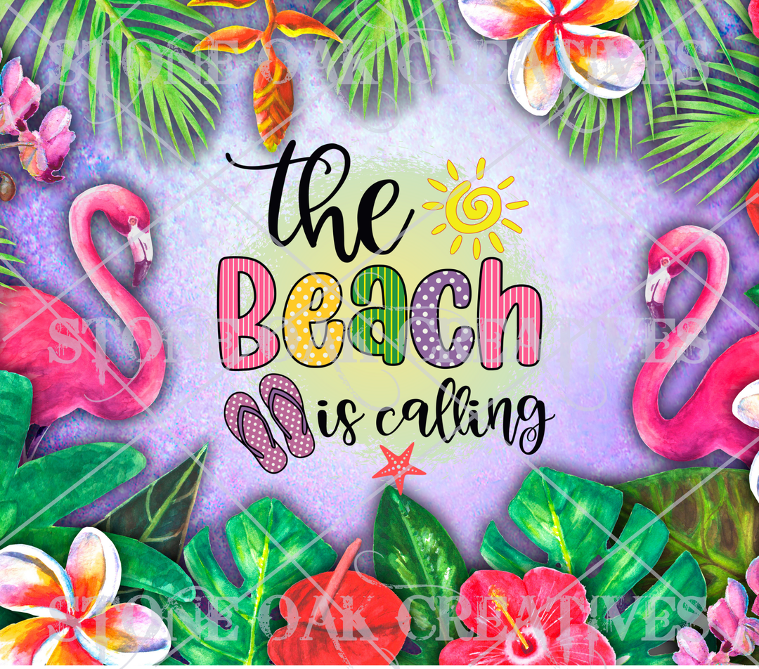 20 oz Skinny Tumbler - Beach Summer Theme - The Beach is Calling - Beach Tumbler Summer Tumbler