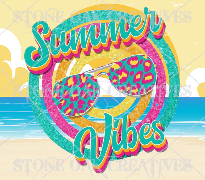 20 oz Skinny Tumbler - Beach Summer Theme -Summer Vibes
