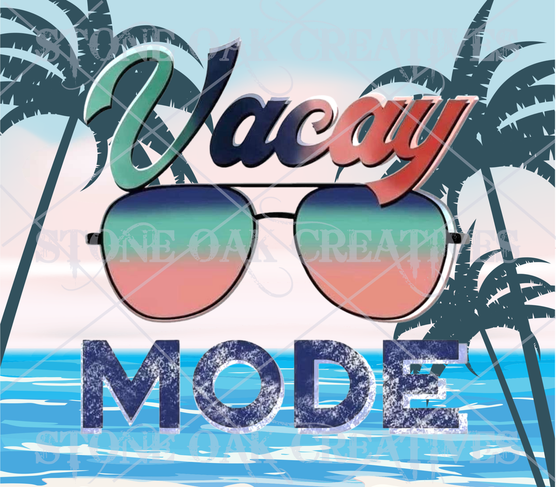 20 oz Skinny Tumbler - Beach Summer Theme - Vacay Mode