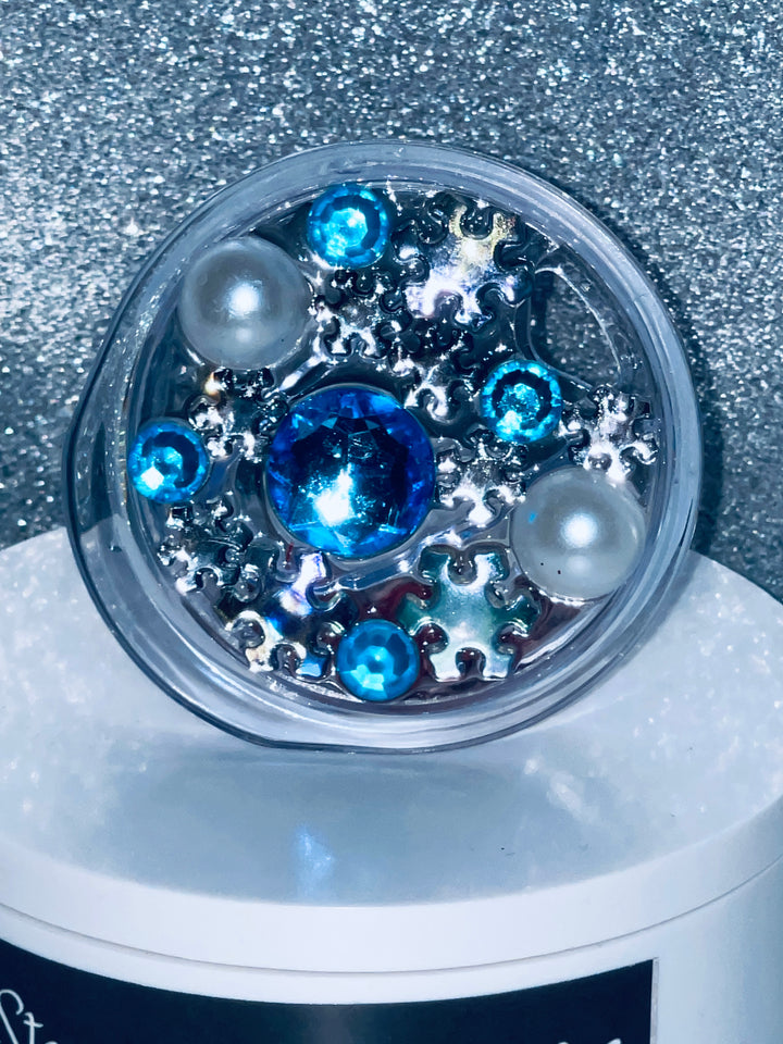 Christmas themed tumbler topper lid, Snowflake Bling, 3D Decorative Lid