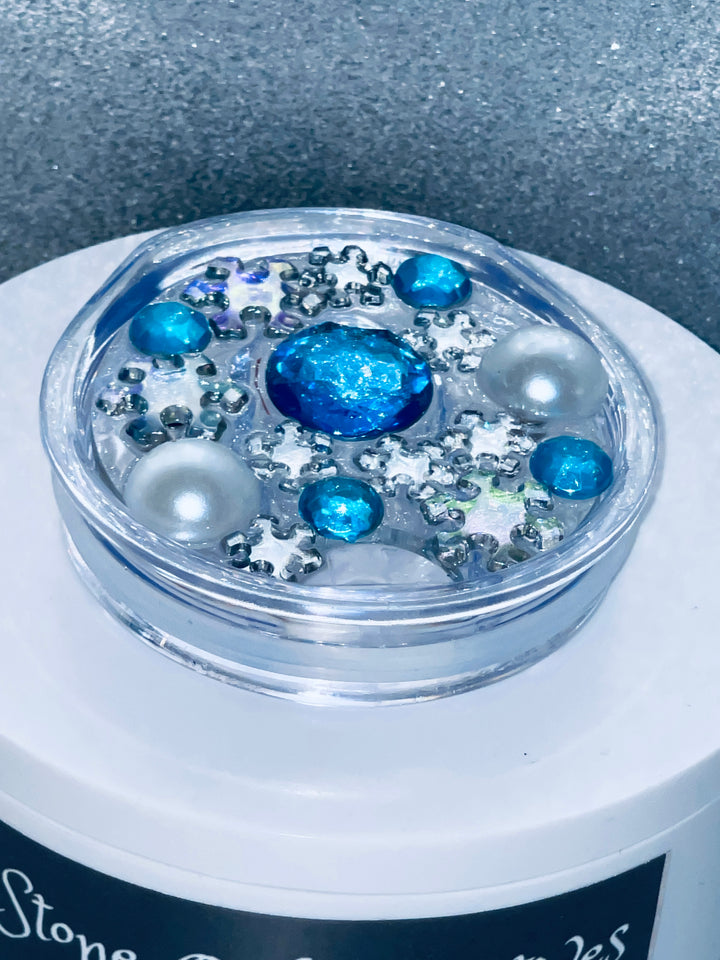 Christmas themed tumbler topper lid, Snowflake Bling, 3D Decorative Lid