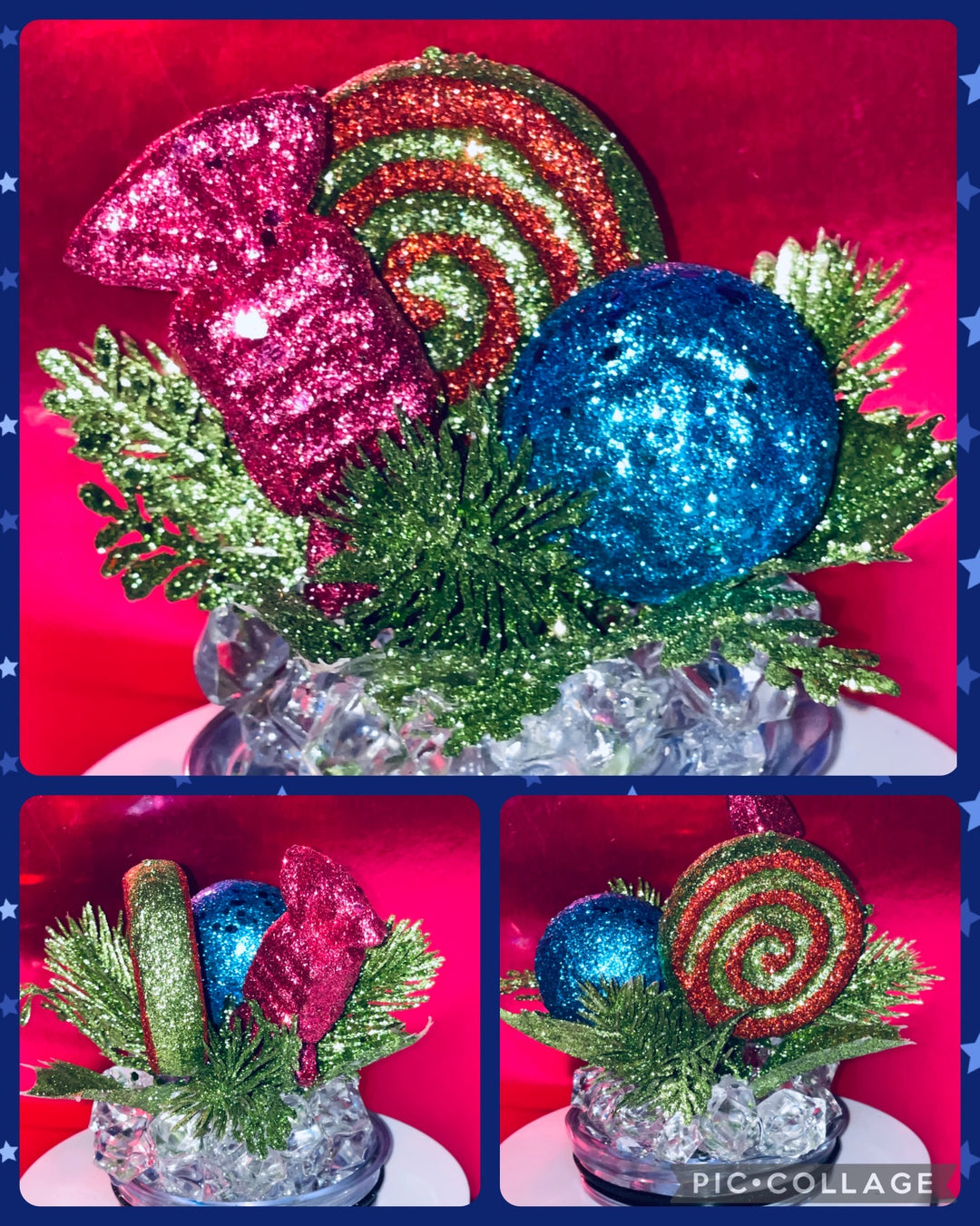 Christmas grinch themed tumbler topper lid, christmas lights, christmas candy,  3D Decorative Lid