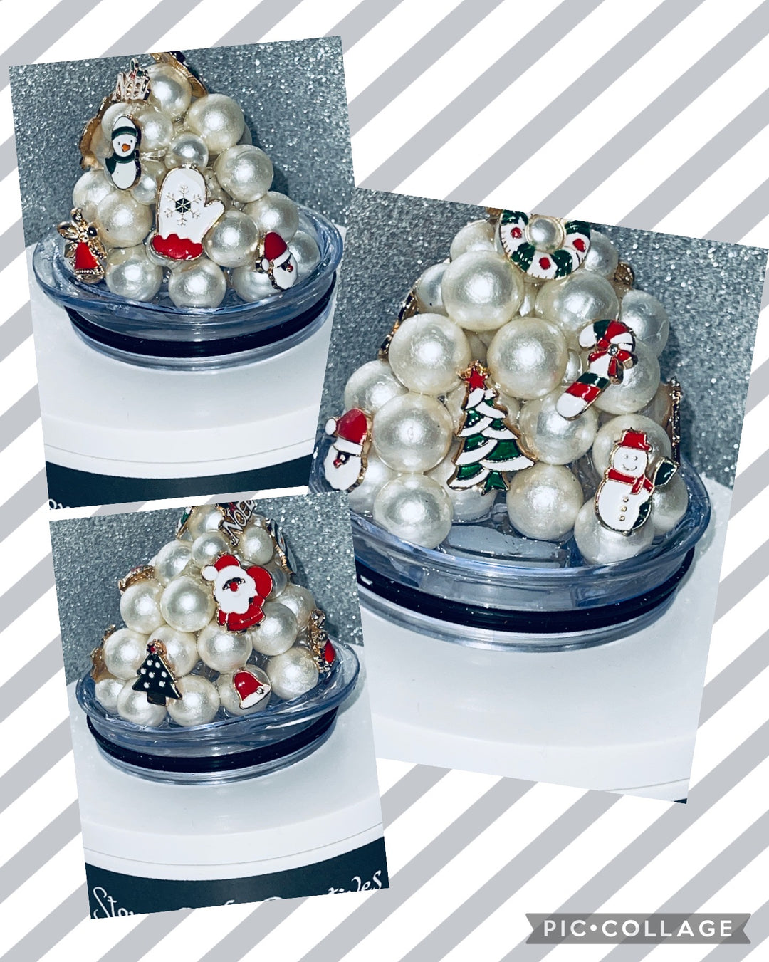 Christmas themed tumbler topper lid, christmas lights, christmas candy,  3D Decorative Lid