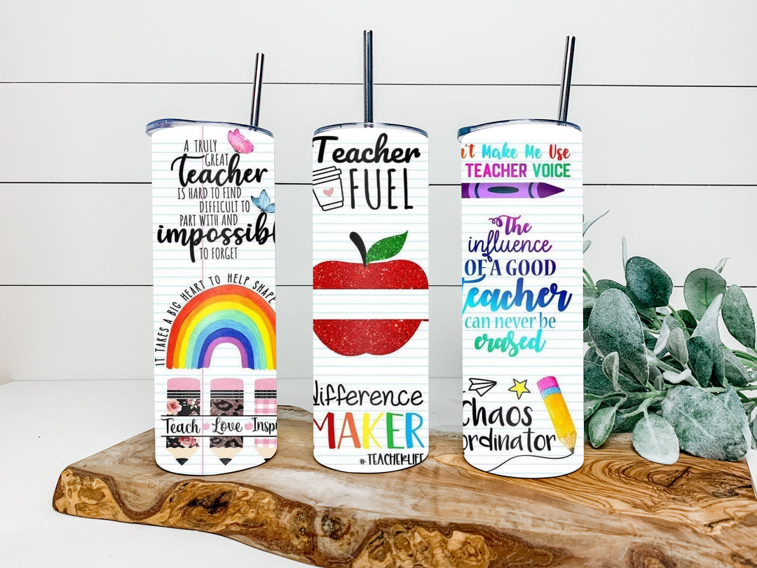 20 oz Tumbler - Teacher Gift - #Teacherlife - Teacher Fuel