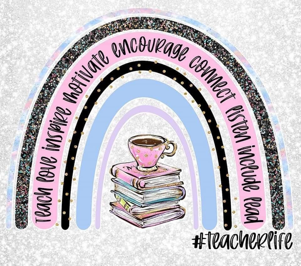 20 oz Tumbler - Teacher Gift - Teach Love Inspire Motivate Encourage Connect Rainbow