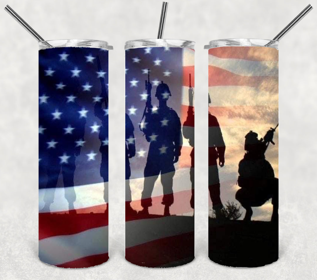 Military Veteran, Military Tumbler, Honor Veterans, Patriotic Tumbler, Veteran Gift, 20 oz Skinny Tumbler