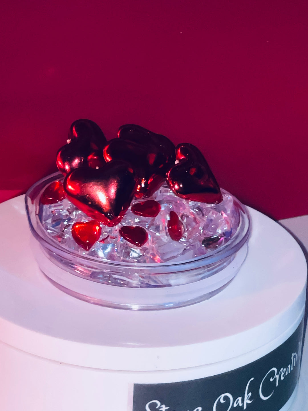 Valentine's Hearts Tumbler Topper, Heart Tumbler Topper, Glitter Hearts, 3D Decorative Lid