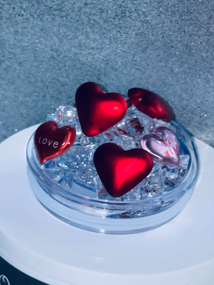 Valentine's Tumbler Topper, Heart Tumbler Topper, Glitter Hearts, 3D Decorative Lid