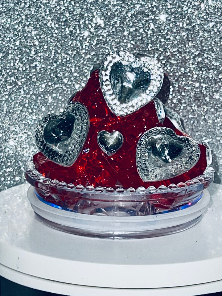 Valentine's Bling Hearts Tumbler Topper, Heart Tumbler Topper, Glitter Hearts, 3D Decorative Lid