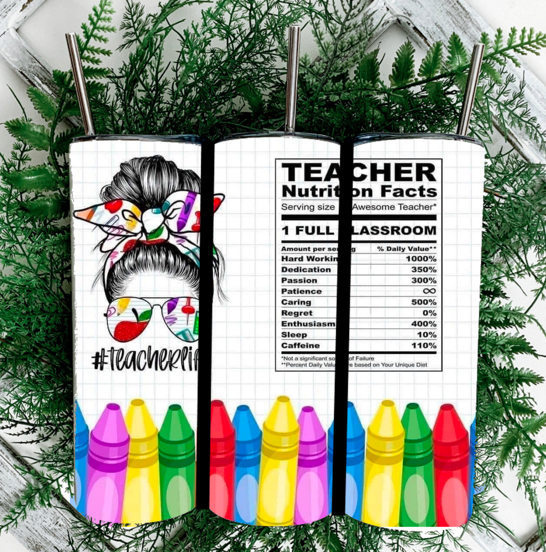 20 oz Tumbler - Teacher Gift - Teacher Nutrition Facts