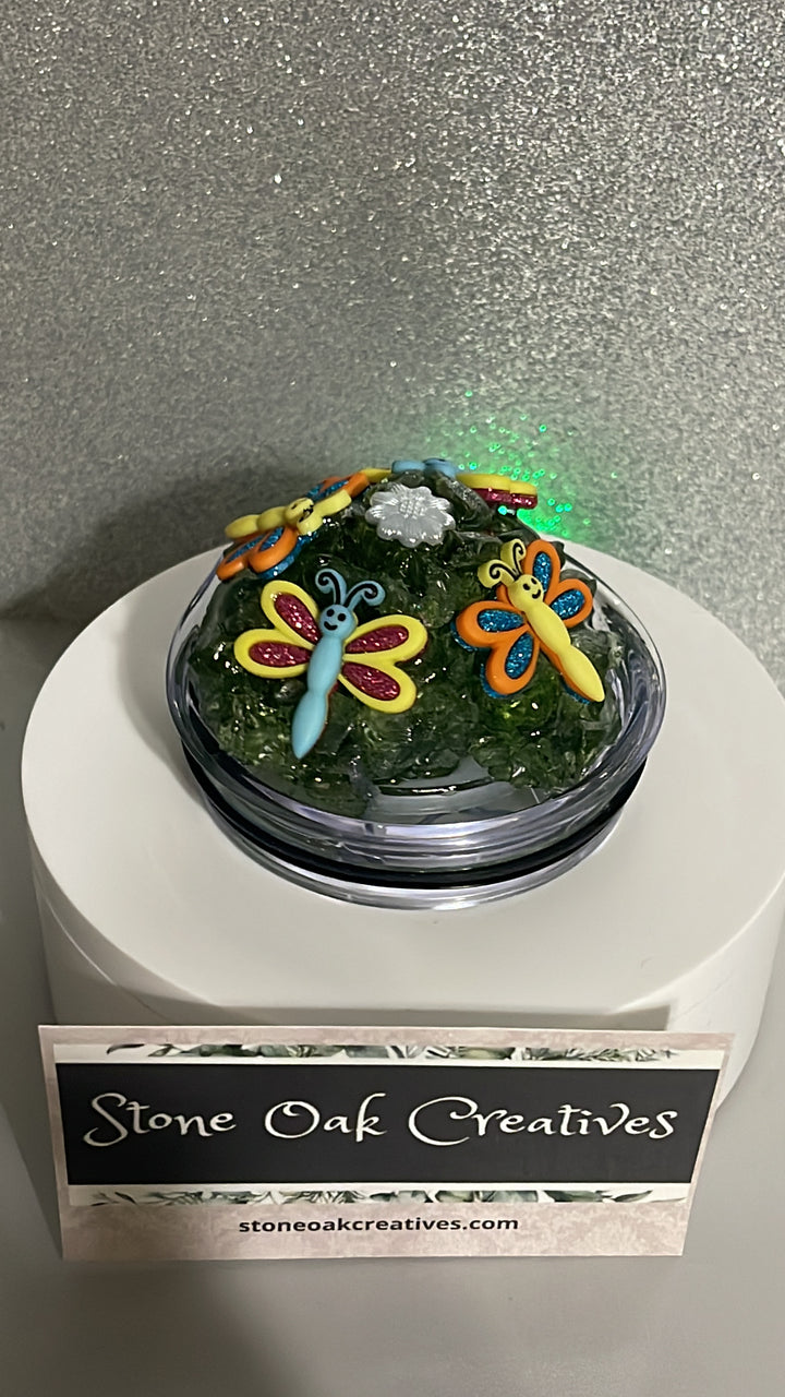 Dragonfly Tumbler Topper 3D Decorative Lid