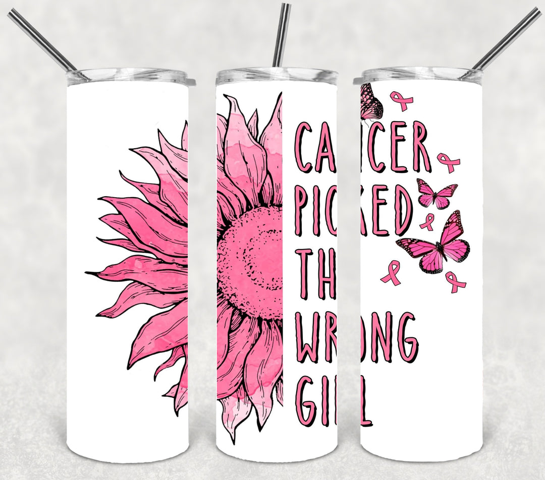 Cancer Picked the Wrong GIrl, Breast Cancer Tumbler - Breast Cancer Awareness, #Survivor #Fighter