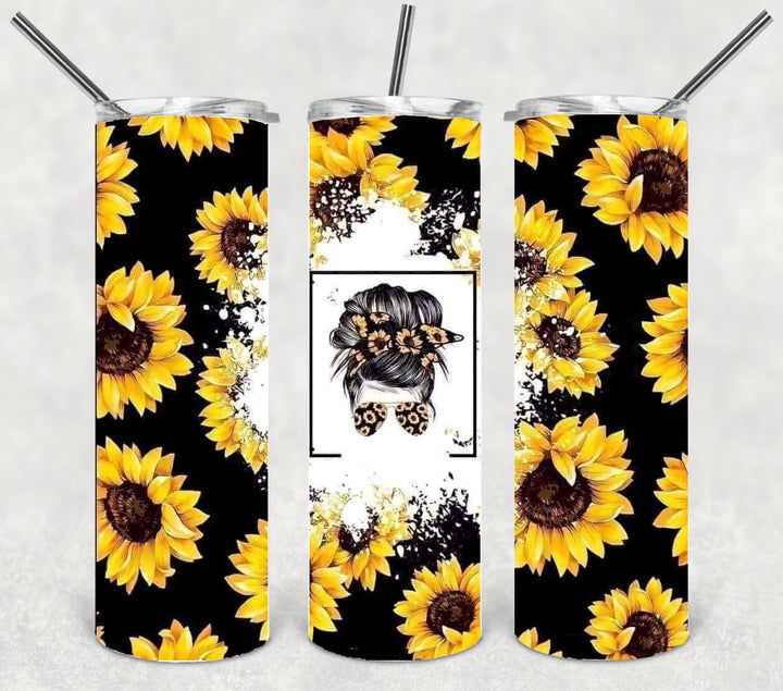 20 oz Tumbler - #MomLife Sunflowers