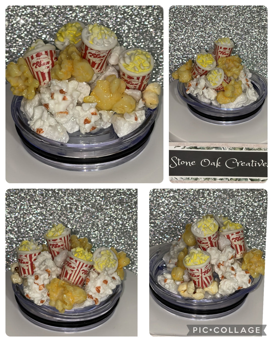 Buttered Popcorn Tumbler Topper, Popcorn Tub, 3D Decorative Lid