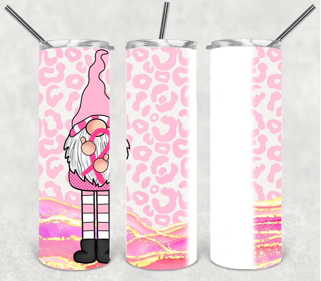 Breast Cancer Tumbler, Breast Cancer Awareness, Gnome