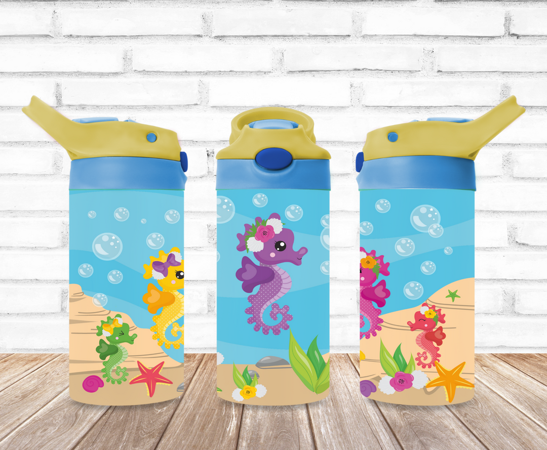Kids Seahorse Tumbler - Kids Water Bttle | Kids Water Tumbler | Kids FlipTop Cup | Kids Sippy Cup | Back To School Cup