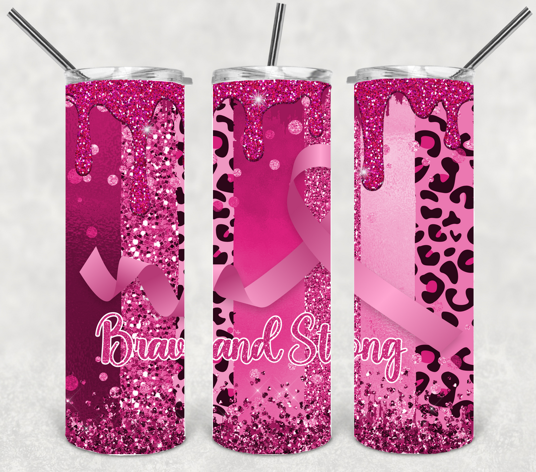 Breast Cancer Tumbler - Breast Cancer Awareness - Pink Ribbon Leopard