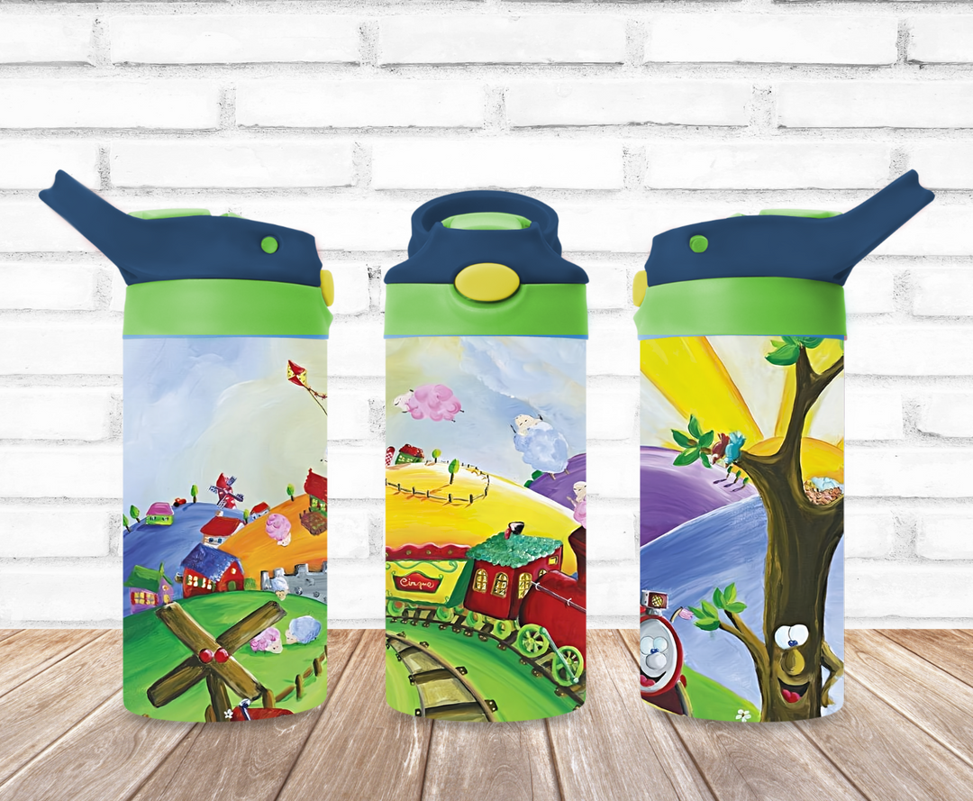 Kids Train Tumbler - Kids Water Bottle | Kids Water Tumbler | Kids FlipTop Cup | Kids Sippy Cup | Back To School Cup