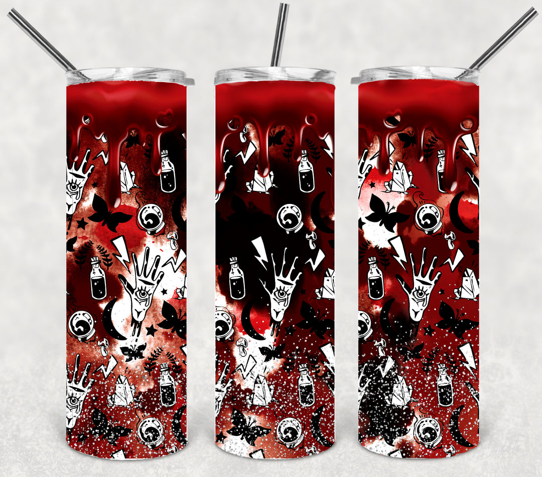 Halloween Themed Tumbler - Blood Crime Scene Blood Handprints
