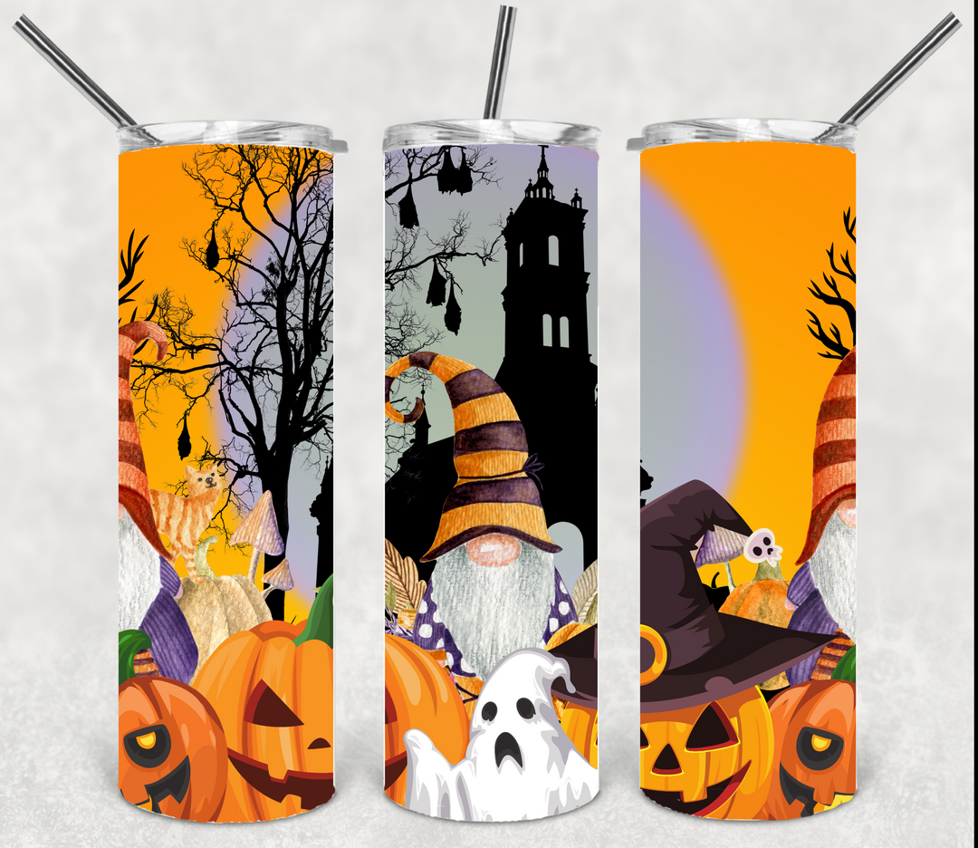 20 oz Tumbler, Halloween Tumbler Trick or Treat Ghosts Pumpkins Spooky