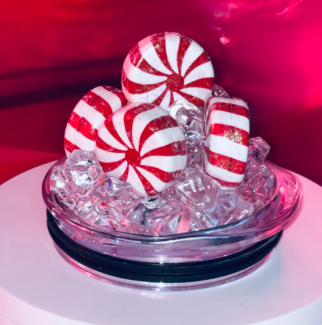 Christmas, Santa, Christmas Candy, Merry Christmas Tumbler Topper 3D Decorative Lid - Ice Topper Lid