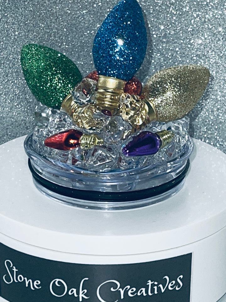 Christmas Lights Tumbler Topper, Christmas Lights, Christmas Tumbler Topper 3D Decorative Lid - Ice Topper Lid