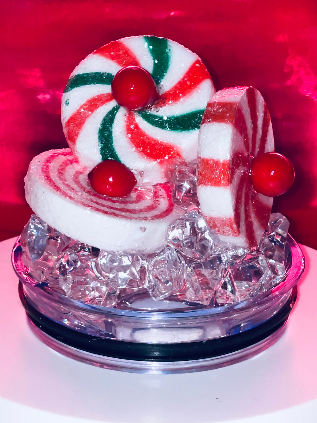 Christmas Candy Tumbler Topper, Christmas Lights, Christmas Tumbler Topper 3D Decorative Lid - Ice Topper Lid