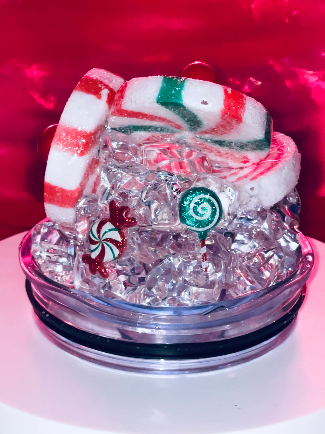 Christmas Candy Tumbler Topper, Christmas Lights, Christmas Tumbler Topper 3D Decorative Lid - Ice Topper Lid