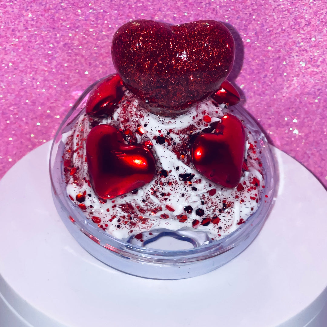 Valentine Heart Whipped Topping Tumbler Topper with 3D Heart Decorations