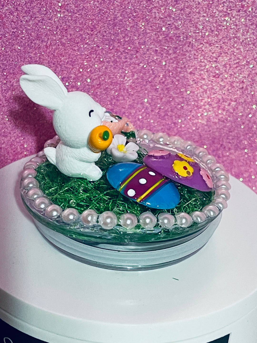 Easter Tumbler Topper, Easter Egg, Easter Bunny, Glitter Eggs, 3D Decorative Lid