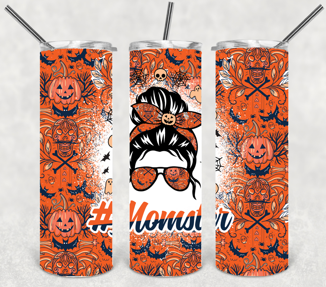 Halloween Themed Tumbler - Momster Orange